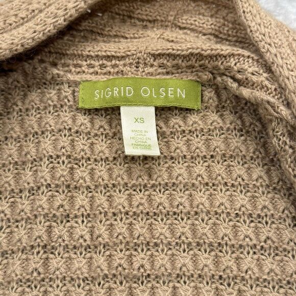 Sigrid Olsen Sport Women's Tan Knit Open Long Cardigan Sweater Sz XS - Picture 2 of 3